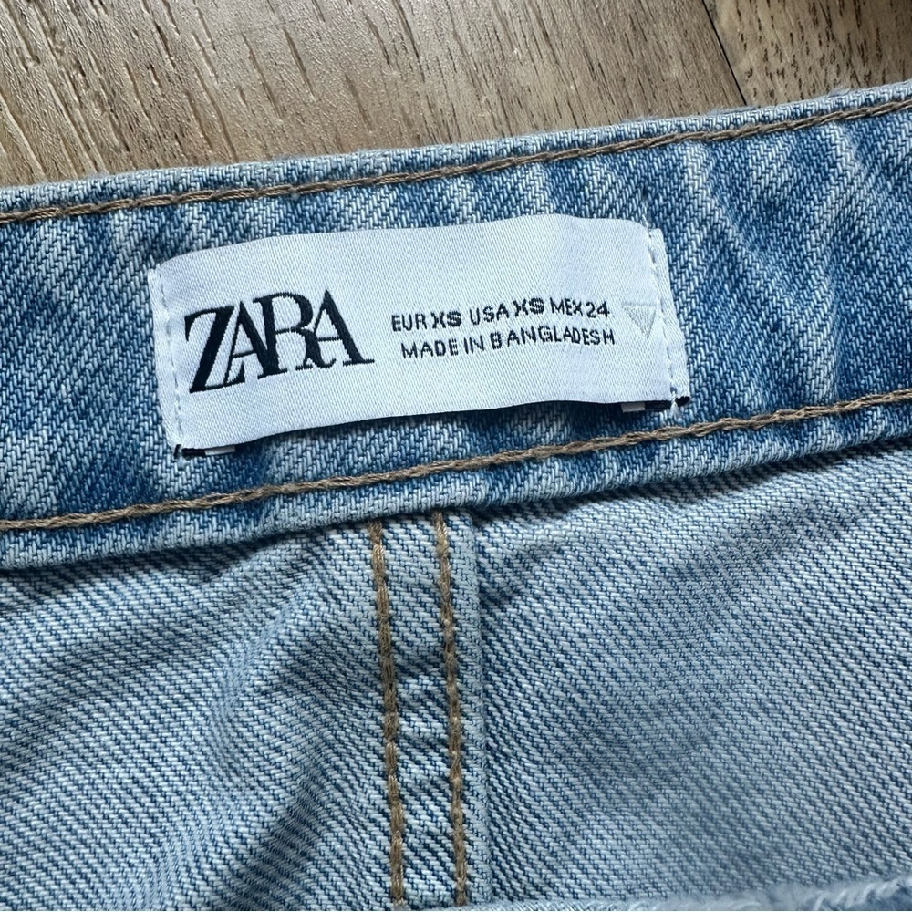 ZARA Denim Skirt Effect Crop Top Size XSmall - Picture 11 of 12